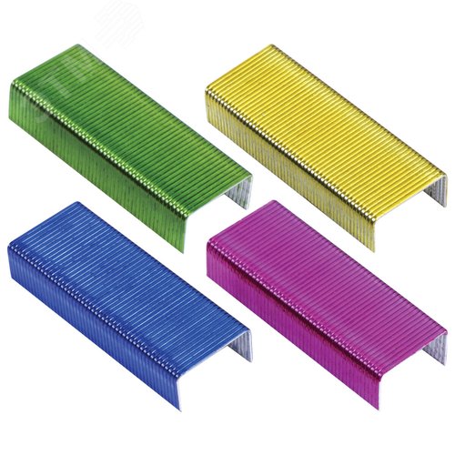 Изображение товара Скобы для степлера цветные №10, 1000 штук, BRAUBERG EXTRA, до 20 листов, 229300 (шт)