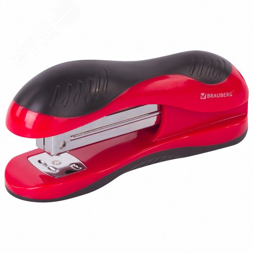 Изображение товара Степлер №24/6, 26/6 BRAUBERG ''JET'', до 25 листов, эргономичный, красно-черный, 229688 (шт)