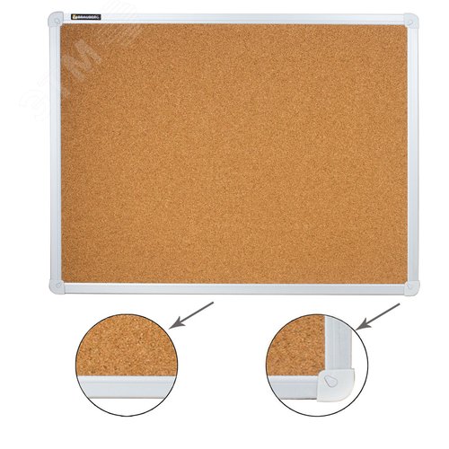 Изображение товара Доска пробковая для объявлений 45х60см, алюминиевая рамка, ГАРАНТИЯ 10 ЛЕТ, РОССИЯ,BRAUBERG, 231711 (шт)