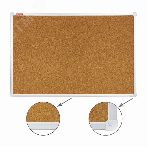 Изображение товара Доска пробковая для объявлений 60х90см, алюминиевая рамка, ГАРАНТИЯ 10 ЛЕТ, РОССИЯ,BRAUBERG, 231712 (шт)