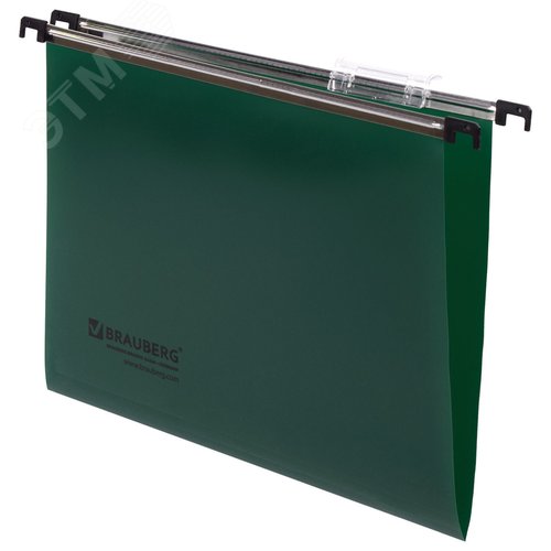 Изображение товара Подвесные папки А4 (350х245мм), до 80л, КОМПЛЕКТ 5 шт, пластик, зеленые, BRAUBERG (Италия), 231799 (шт)
