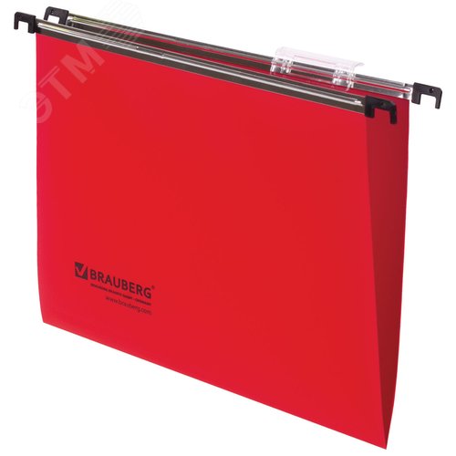 Изображение товара Подвесные папки А4 (350х245мм), до 80л, КОМПЛЕКТ 5 шт, пластик, красные, BRAUBERG (Италия), 231800 (шт)