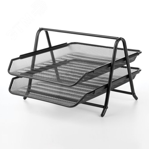 Изображение товара Лоток горизонтальный метал. для бумаг 2 секции BRAUBERG ''Germanium'',А4 (355х205х295мм),черный, 231950 (шт)