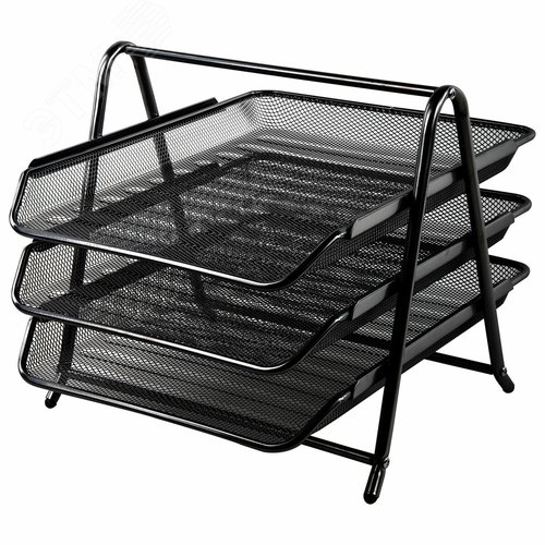 Изображение товара Лоток горизонтальный метал. для бумаг 3 секции BRAUBERG ''Germanium'',А4 (267х355х295мм),черный, 231952 (шт)