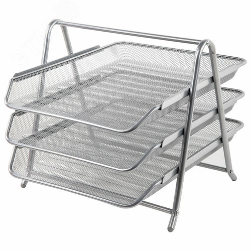 Изображение товара Лоток горизонтальный метал. для бумаг 3 секции BRAUBERG ''Germanium'',А4 (267х355х295мм),серебр, 231953 (шт)