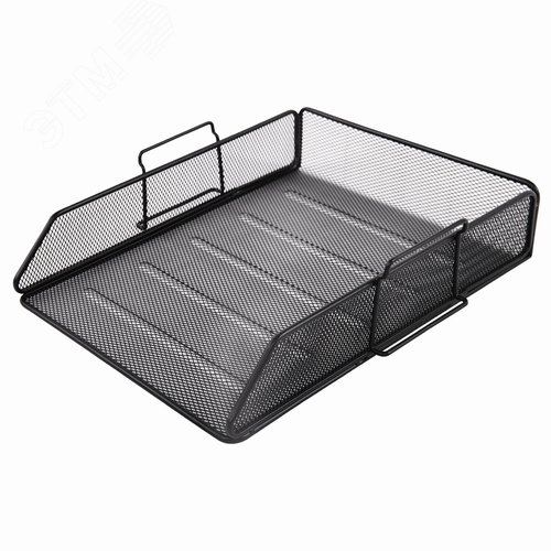 Изображение товара Лоток горизонтальный металлический для бумаг BRAUBERG ''Germanium'', А4 (260х337х77мм), черный, 231954 (шт)