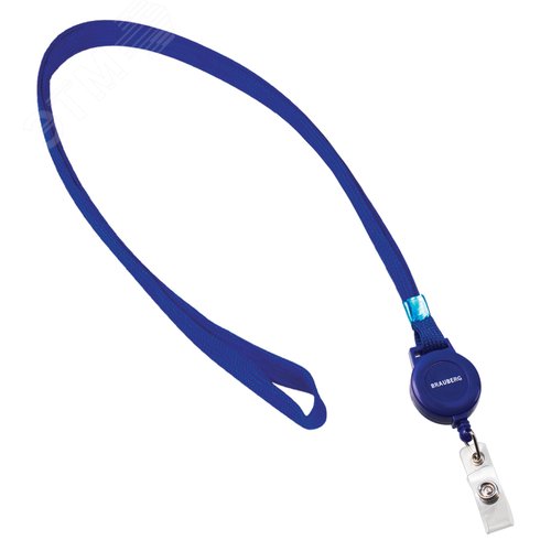 Изображение товара Держатель-рулетка для бейджей, 70 см, петелька, с синей лентой 45 см, синий, BRAUBERG, 235724 (шт)