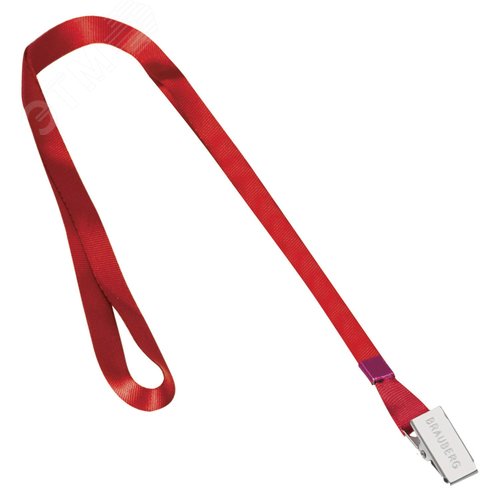 Изображение товара Лента для бейджей, 45 см, металлический клип, красная, BRAUBERG (шт)