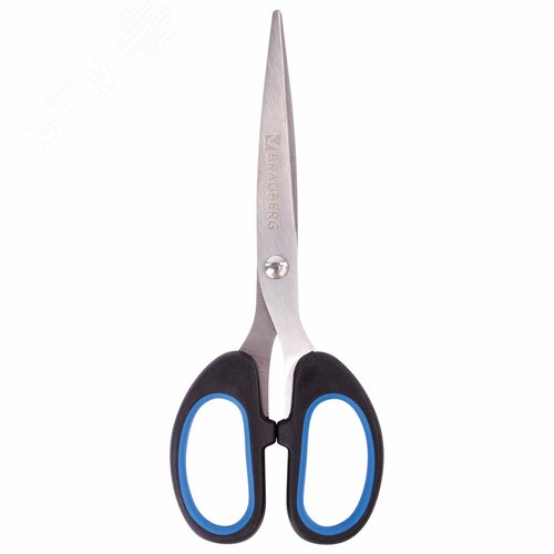 Изображение товара Ножницы BRAUBERG ''Classic+'', 160 мм, черно-синие, классической формы, резиновые вставки, 236447 (шт)