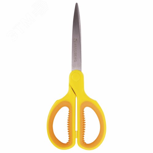 Изображение товара Ножницы BRAUBERG ''Original'', 155 мм, оранжево-желтые, ребристые резиновые вставки, 236450 (шт)