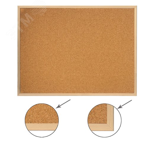 Изображение товара Доска пробковая для объявлений 90х120см, деревянная рамка, ГАРАНТИЯ 10 ЛЕТ, РОССИЯ,BRAUBERG,236861 (шт)