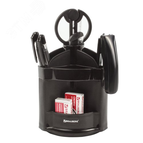 Изображение товара Канцелярский набор BRAUBERG ''Офисный 100'', 10 предметов, вращ. конструкция, черный, блистер, 236949 (шт)