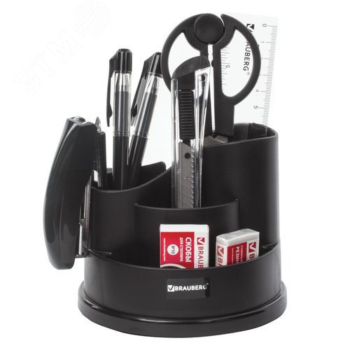 Изображение товара Канцелярский набор BRAUBERG ''Рапсодия'', 10 предметов, вращающаяся конструкция, черный, 236953 (шт)