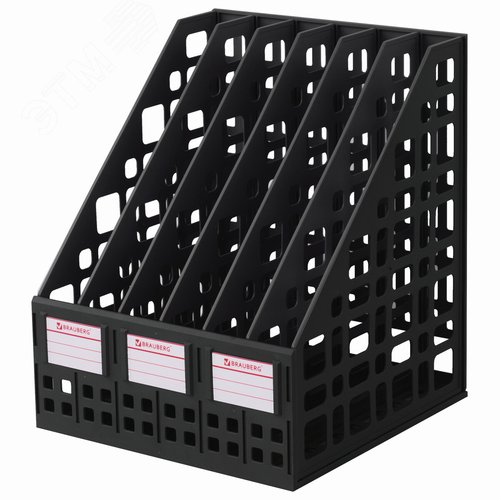 Изображение товара Лоток вертикальный для бумаг BRAUBERG ''MAXI Plus'', 240 мм, 6 отдел, сетчатый, сборный, черн, 237015 (шт)