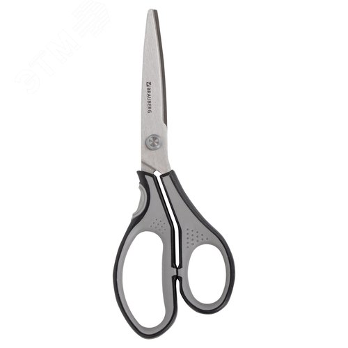 Изображение товара Ножницы BRAUBERG ''SUPER'', 210 мм, серо-черные, 2-х сторонняя заточка, эргономичные ручки, 237296 (шт)