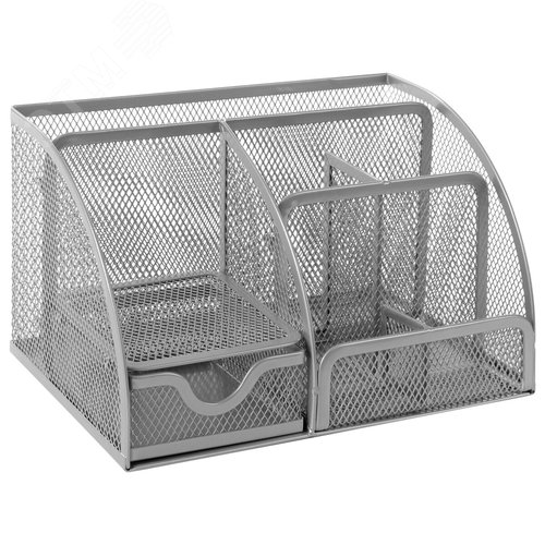 Изображение товара Подставка-органайзер металлическая BRAUBERG ''Germanium'', 7 секций, 125х220х140 мм, серебро, 237417 (шт)