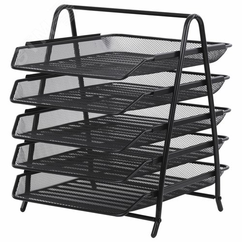 Изображение товара Лоток горизонтальный для бумаг BRAUBERG ''Germanium'', 5 секций, 370х355х295мм, металл, черный, 237971 (шт)