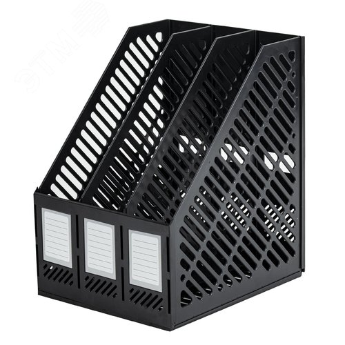 Изображение товара Лоток вертикальный для бумаг BRAUBERG ''Office-Expert'', 215 мм, 3 отделения, сборный, черный, 238017 (шт)