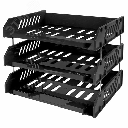 Изображение товара Лотки горизонтальные для бумаг, КОМПЛЕКТ 3 шт., 335х232х246 мм, черный, BRAUBERG EXPERT, 238107 (шт)