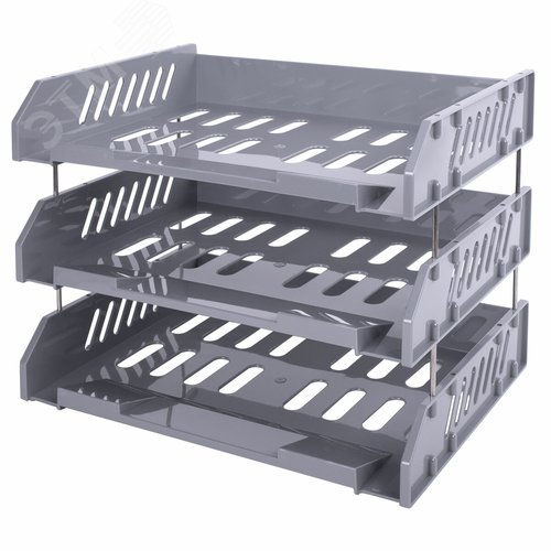 Изображение товара Лотки горизонтальные для бумаг, КОМПЛЕКТ 3 шт., 335х232х246 мм, серый, BRAUBERG FILE, 238108 (шт)