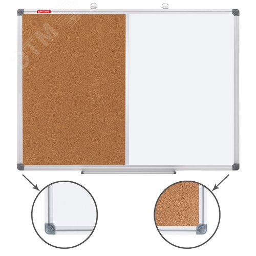 Изображение товара Доска комбинированная: магнитно-маркерная, пробковая для объявлений 60х90см, BRAUBERG Extra,238183 (шт)