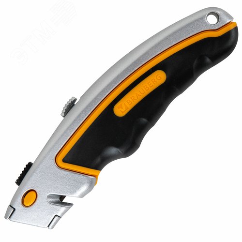 Изображение товара Нож универсальный мощный алюминиевый BRAUBERG Heavy duty, автофиксатор, резиновые вставки, 238735 (шт)