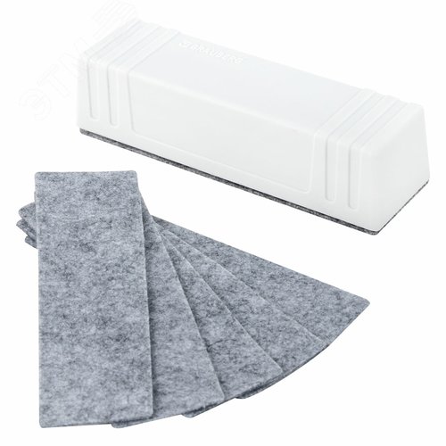 Изображение товара Стиратель магнитный для доски (45 х 145 мм) + 5 сменных салфеток, Standard, белый (шт)