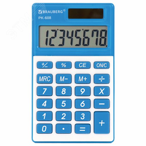 Изображение товара Калькулятор карманный PK-608-BU (107 х 64 мм), 8 разрядов, двойное питание, синий (шт)