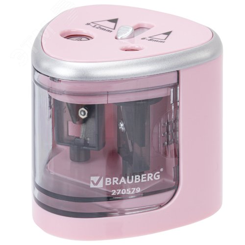 Изображение товара Точилка электрическая BRAUBERG DUAL (для 2 диаметров карандашей!), 4 батарейки АА, розовая, 270579 (шт)