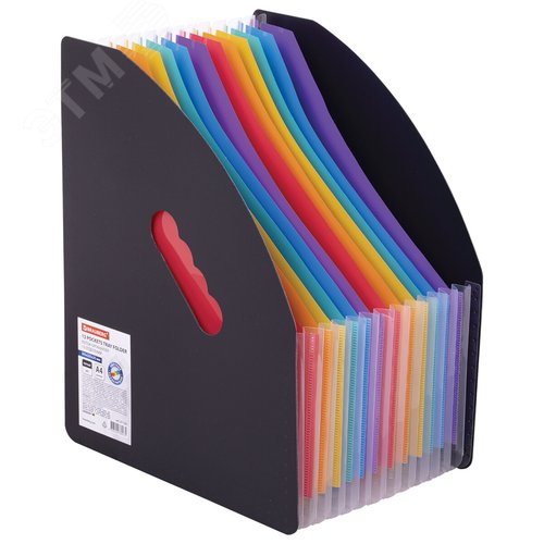 Изображение товара Лоток-органайзер вертикальный для бумаг и документов, 13 отделений, BRAUBERG DOCS, А4 черный, 271153 (шт)