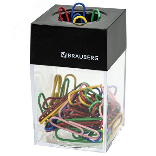 Изображение товара Скрепочница магнитная с 50 цветными скрепками 28 мм, РОССИЯ, BRAUBERG, 271178 (шт)