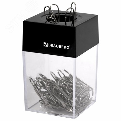 Изображение товара Скрепочница магнитная с 50 никелированными скрепками 28 мм, РОССИЯ, BRAUBERG, 271179 (шт)