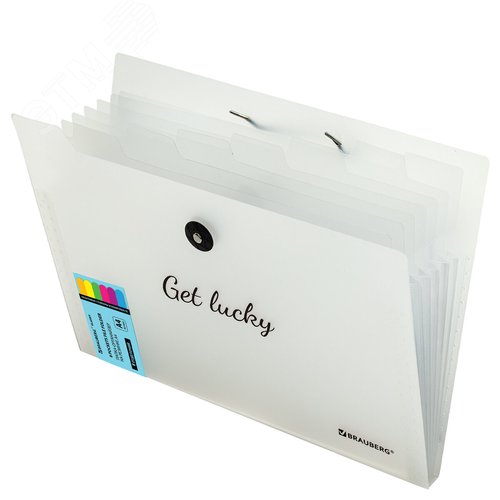 Изображение товара Папка-органайзер на резинке 8 отделений, BRAUBERG Glassy, А4, прозрачная, 271928 (шт)