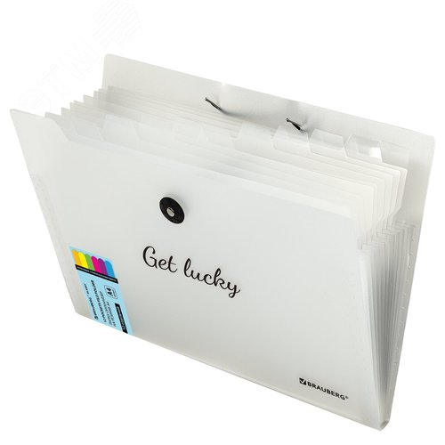 Изображение товара Папка-органайзер на резинке 12 отделений, BRAUBERG Glassy, А4, прозрачная, 271929 (шт)