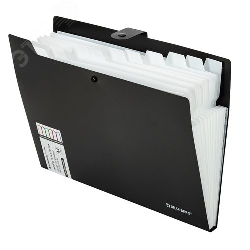 Изображение товара Папка-органайзер на кнопке 12 отделений, BRAUBERG Extra, А4, черная с белым, 271930 (шт)