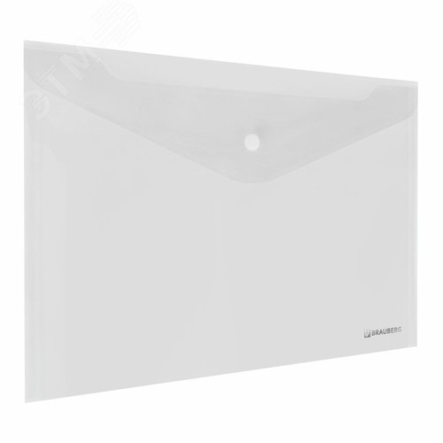 Изображение товара Папка-конверт с кнопкой BRAUBERG Super, А4, прозрачная, прочная 0,2 мм (шт)
