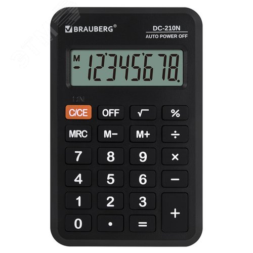 Изображение товара Калькулятор карманный DC-210N (63 х 98 мм), 8 разрядов, черный (шт)