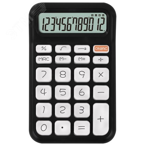 Изображение товара Калькулятор настольный KW-500-BK (93 х 148 мм), 3D кнопки, 12 разрядов, черный (шт)