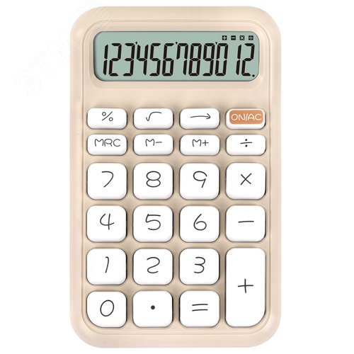 Изображение товара Калькулятор настольный KW-500-BG (93 х 148 мм), 3D кнопки, 12 разрядов, бежевый (шт)