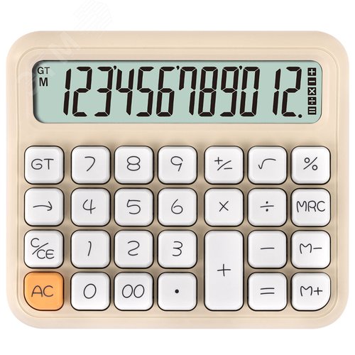 Изображение товара Калькулятор настольный KW-1000-BG (152 х 132 мм), 3D кнопки, 12 разрядов, бежевый (шт)