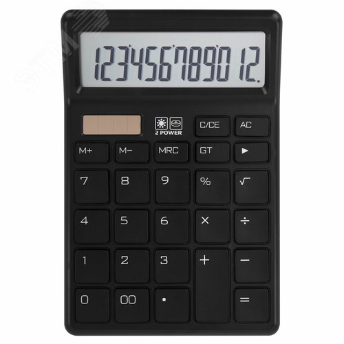 Изображение товара Калькулятор настольный CH-12-BK (153 х 103 мм), 12 разрядов, двойное питание, черный (шт)