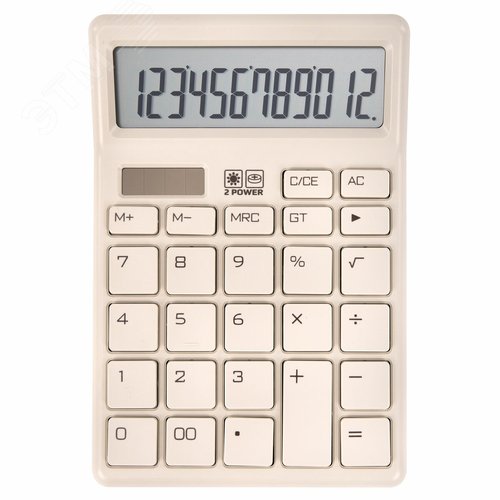 Изображение товара Калькулятор настольный CH-12-BG (153 х 103 мм), 12 разрядов, двойное питание, бежевый (шт)