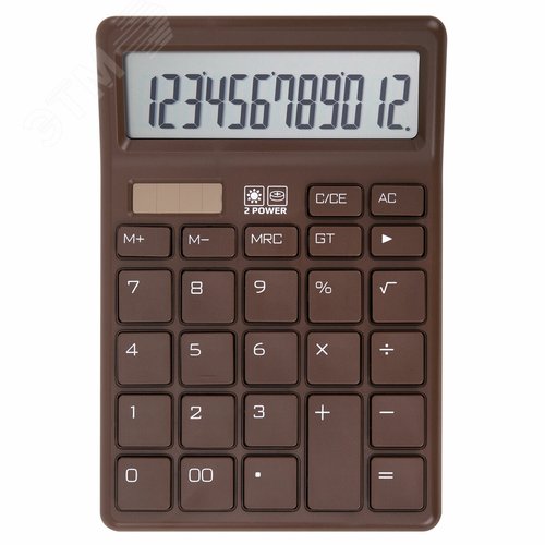 Изображение товара Калькулятор настольный CH-12-BR (153 х 103 мм), 12 разрядов, двойное питание, коричневый (шт)