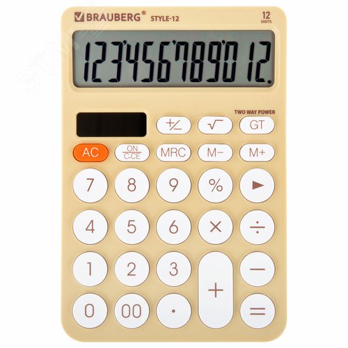 Изображение товара Калькулятор настольный STYLE-12-BG (157 х 106 мм), 12 разрядов, бежевый (шт)