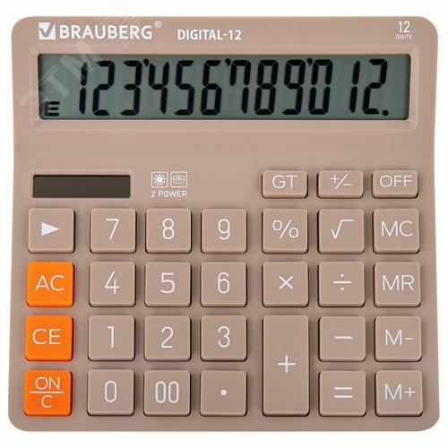 Изображение товара Калькулятор настольный DIGITAL-12-BG (151 х 152 мм), 12 разрядов, бежевый (шт)