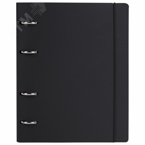 Изображение товара Тетрадь на кольцах А5 175х220мм, 120л, пластик, с резинкой, BRAUBERG, Черный, 404618 (шт)