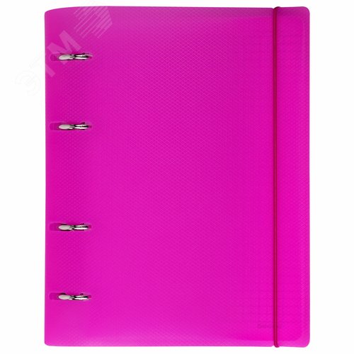 Изображение товара Тетрадь на кольцах А5 175х220мм, 120л, пластик, с резинкой, BRAUBERG, Розовый, 404622 (шт)