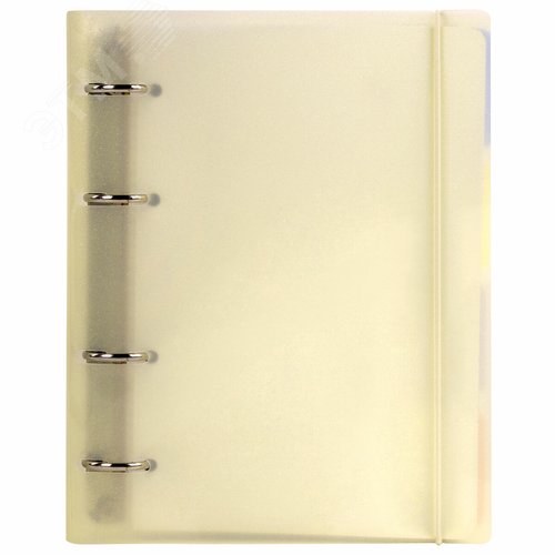 Изображение товара Тетрадь на кольцах А5 175х220мм, 120л, пластик, с резинкой и разделителями, BRAUBERG, Желтый, 404631 (шт)