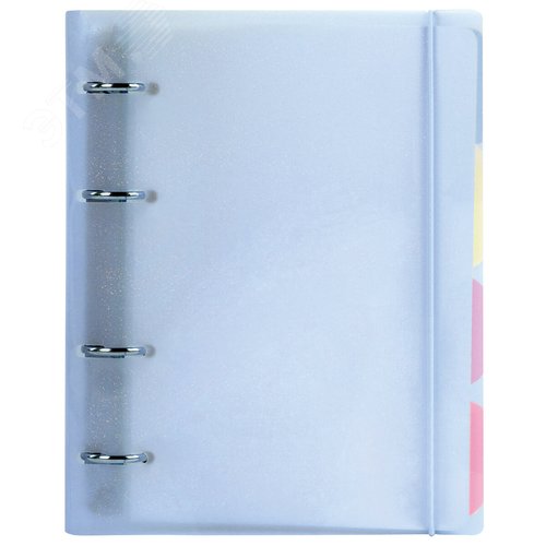 Изображение товара Тетрадь на кольцах А5 175х220мм, 120л, пластик, с резинкой и разделителями, BRAUBERG, Голубой,404633 (шт)
