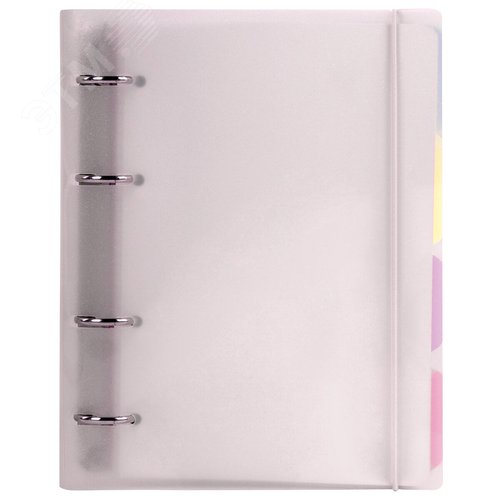 Изображение товара Тетрадь на кольцах А5 175х220мм, 120л, пластик, с резинкой и разделителями, BRAUBERG, Розовый,404634 (шт)